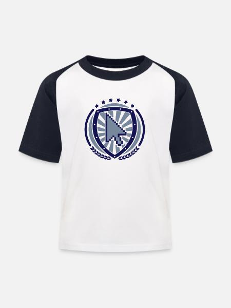 Maus Cursor Emblem - Kinder Baseball T-Shirt - Weiß/Navy