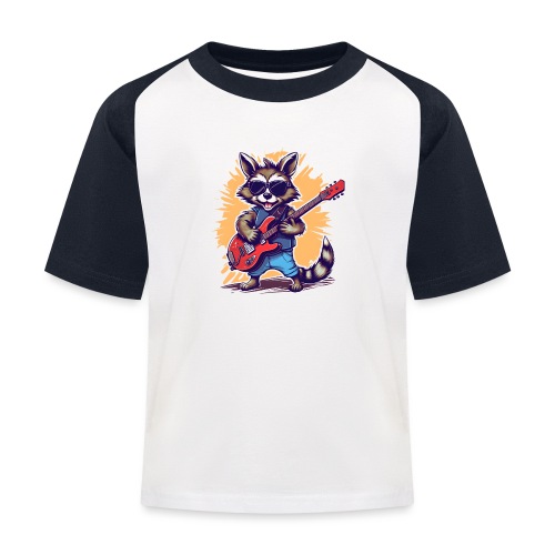 Lustiger Waschbär-E-Gitarrist Rock'n'Roll - Kinder Baseball T-Shirt