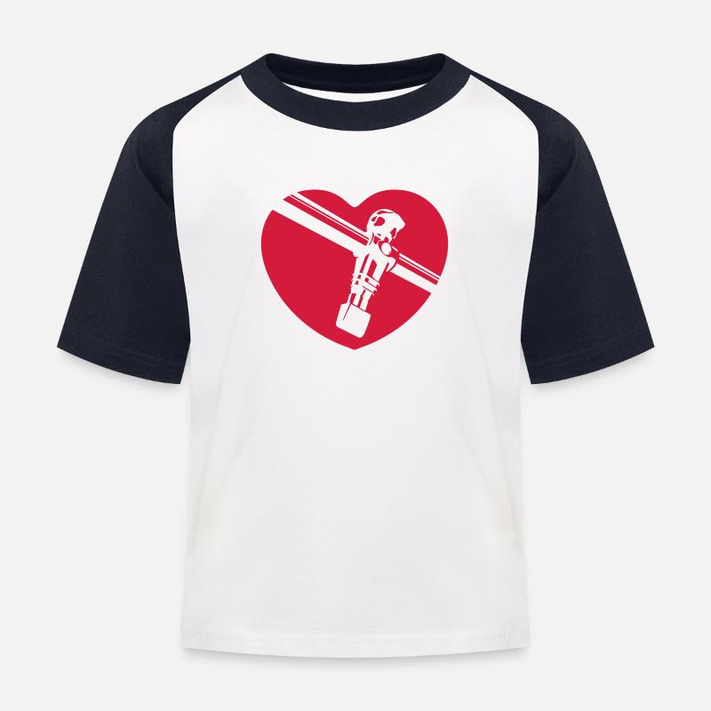 I love Tischkicker - Kinder Baseball T-Shirt - Weiß/Navy