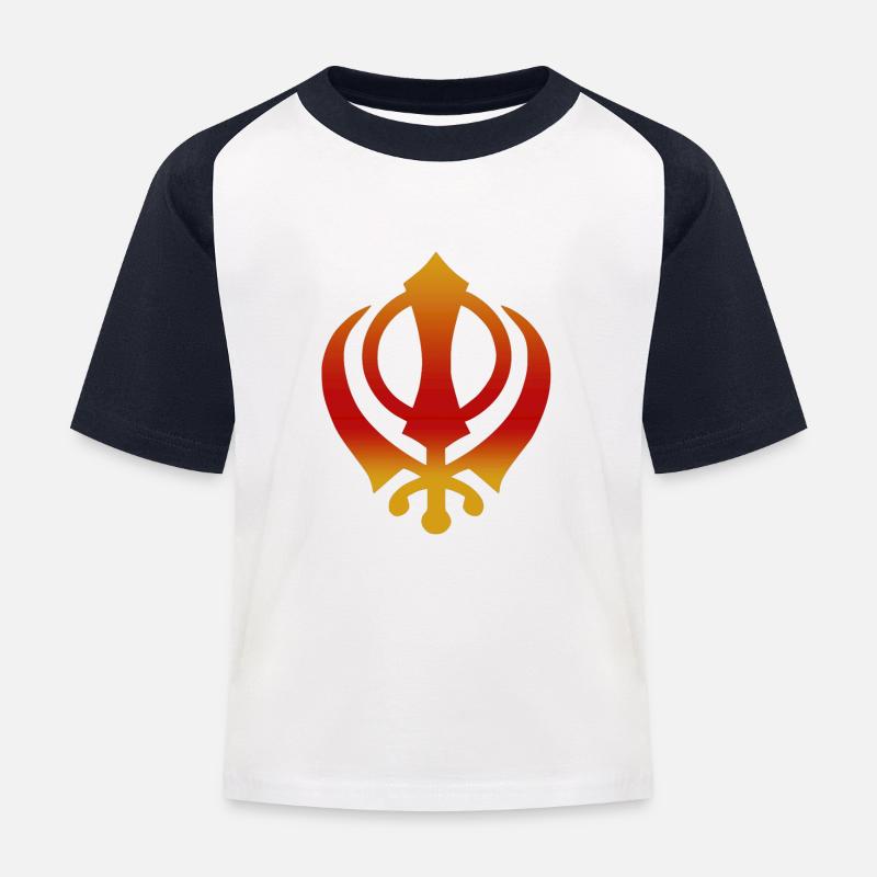 Khanda - Gold Red Mix - Kinder Baseball T-Shirt - Weiß/Navy