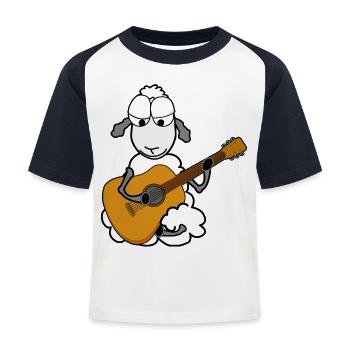 Moutons jouant de la guitare - T-shirt baseball Enfant - blanc/marine - Devant