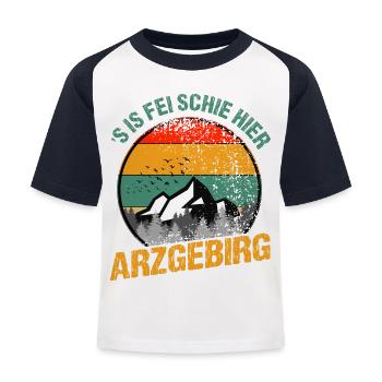 S is fei schie hier - Kinder Baseball T-Shirt - Weiß/Navy - Vorne