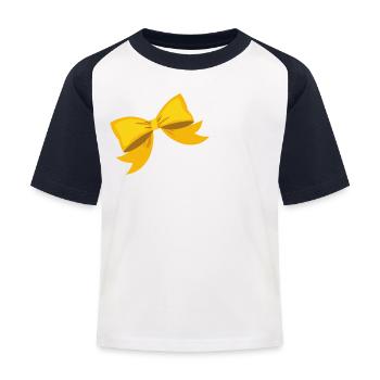 Buchstabe o gelbe Schleife - Kinder Baseball T-Shirt - Weiß/Navy - Vorne