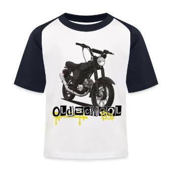 S51 (black) // Illustration - Kinder Baseball T-Shirt - Weiß/Navy - Vorne