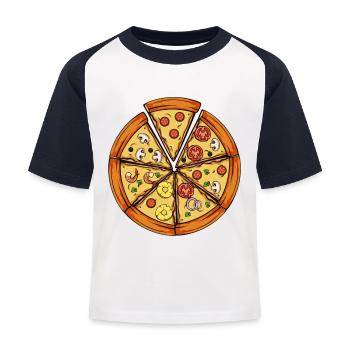 pizza - T-shirt baseball Enfant - blanc/marine - Devant