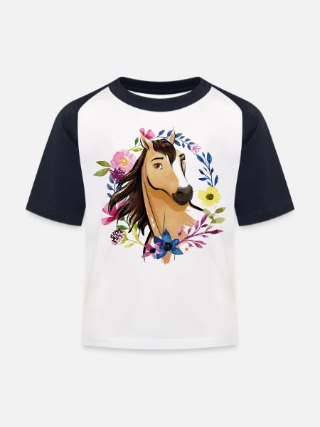 Spirit Wildhengst Wildpferd - Kinder Baseball T-Shirt - Weiß/Navy