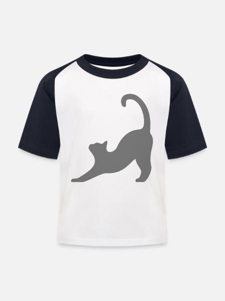 Katze grau - Kinder Baseball T-Shirt - Weiß/Navy