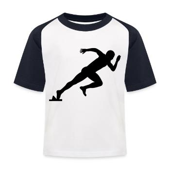 Leichtathletik Sprinter Motiv Geschenkidee - Kinder Baseball T-Shirt - Weiß/Navy - Vorne