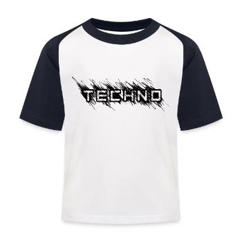 Techno - Kinder Baseball T-Shirt - Weiß/Navy - Vorne