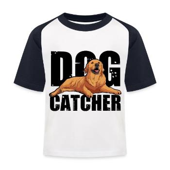Dog Catcher Hund - Kinder Baseball T-Shirt - Weiß/Navy - Vorne