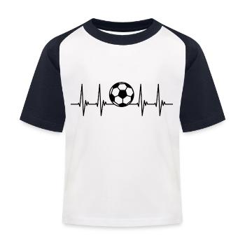 soccer ekg, pulse, heartbeat, soccer player, sport - Kids' Baseball T-Shirt - white/navy - Front