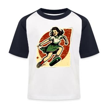 Skater Girl - Kids' Baseball T-Shirt - white/navy - Front