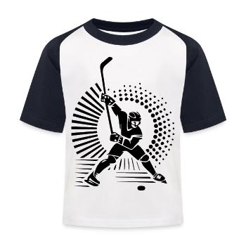 Eishockey - Kinder Baseball T-Shirt - Weiß/Navy - Vorne