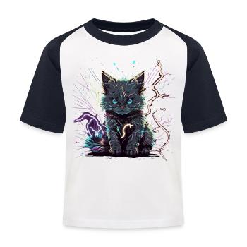 Beast Electric Cat - T-shirt baseball Enfant - blanc/marine - Devant