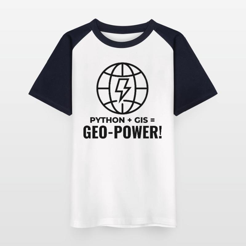 Python GIS Geo-Power Programming Geospatial Kids' Baseball T-Shirt