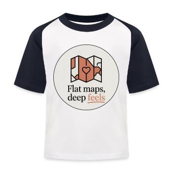 Flat Maps Deep Feels Geography Cartography - Kids' Baseball T-Shirt - white/navy - Front