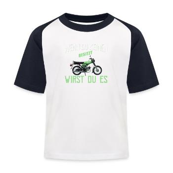 Zwei Hände Simson-S51 T-Shirt T-Shirt - Kinder Baseball T-Shirt - Weiß/Navy - Vorne