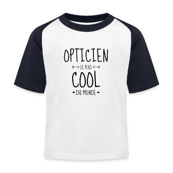 Optiker / Optische / Augen / Gläser - Kinder Baseball T-Shirt - Weiß/Navy - Vorne