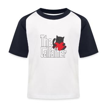 Cat Dad The Catfather Crazy Cat Father Kitty Daddy - Kids' Baseball T-Shirt - white/navy - Front