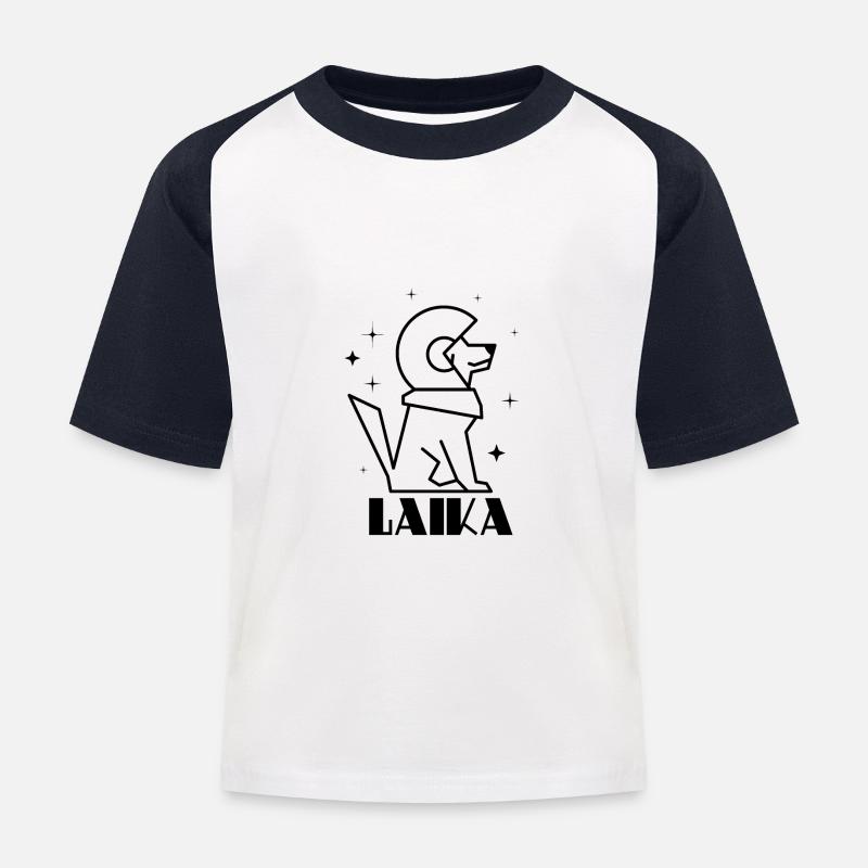 Comunismo sovietico Laika Gagarin Silhouette - Maglietta da baseball per bambini - bianco/navy