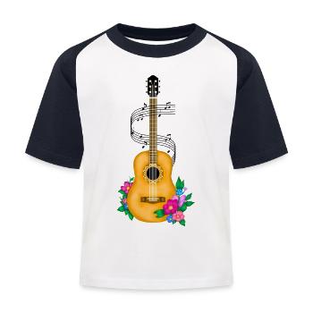 Gitarre, Musikliebhaber - Kinder Baseball T-Shirt - Weiß/Navy - Vorne