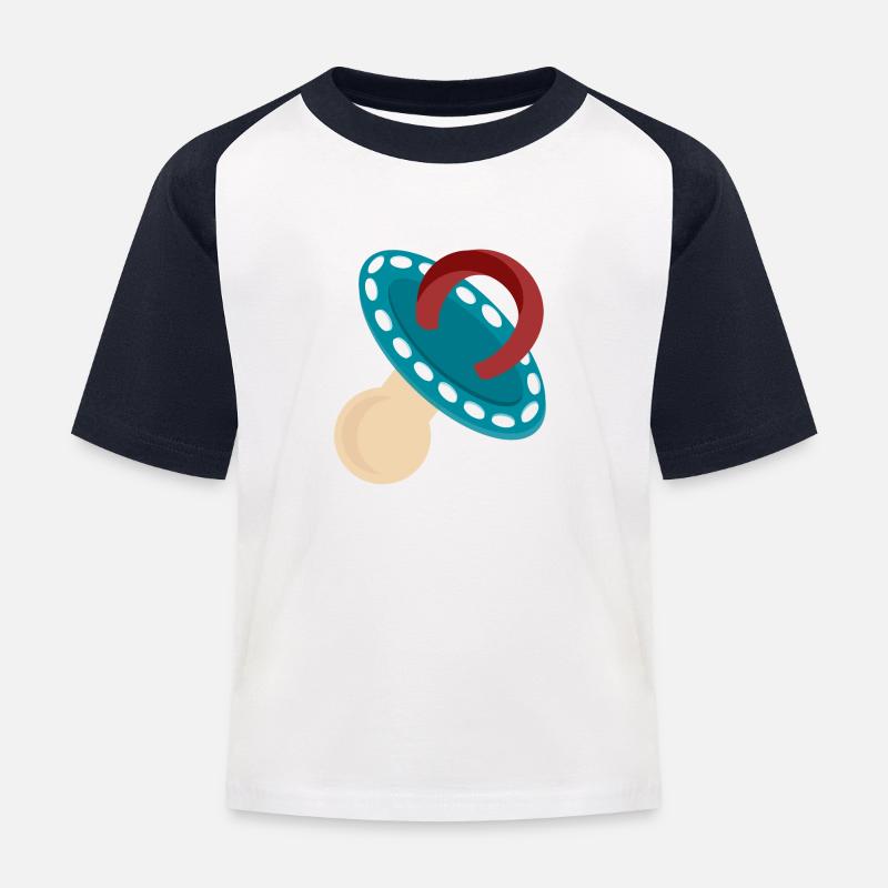 Schnuller Blau - Kinder Baseball T-Shirt - Weiß/Navy