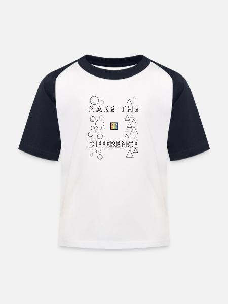 Make The Difference - Kinder Baseball T-Shirt - Weiß/Navy