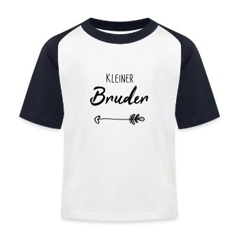 Kleiner Bruder - Brüder - Partnerlook - Kinder Baseball T-Shirt - Weiß/Navy - Vorne
