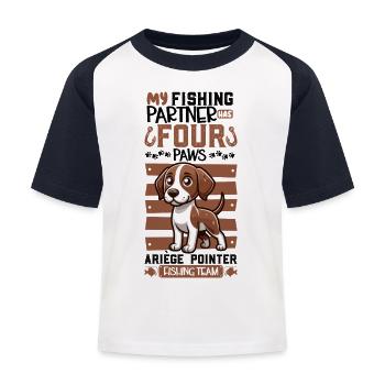 Angeln und Braque de l'Ariège - Kinder Baseball T-Shirt - Weiß/Navy - Vorne