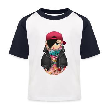Matroschka Nina - Kinder Baseball T-Shirt - Weiß/Navy - Vorne