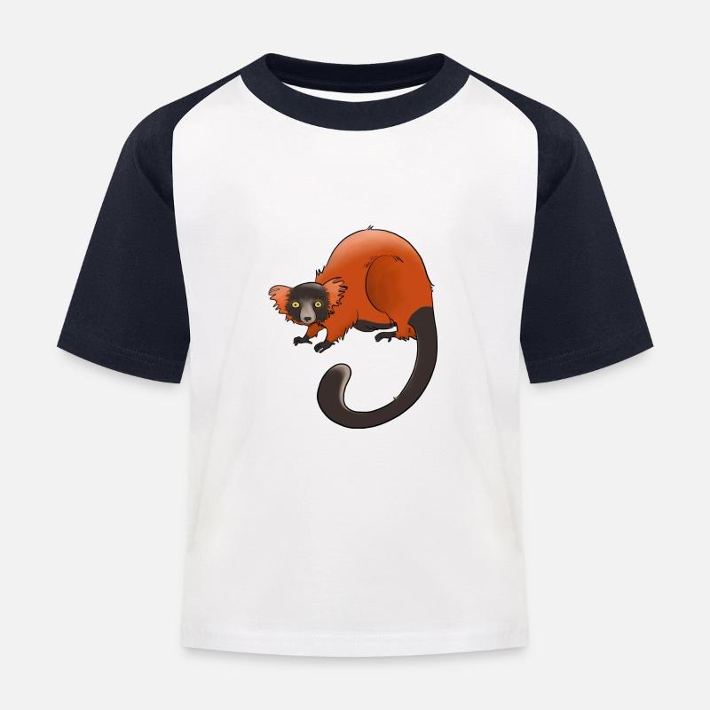 Rufous vari, Lemur oder nichts - Kinder Baseball T-Shirt - Weiß/Navy