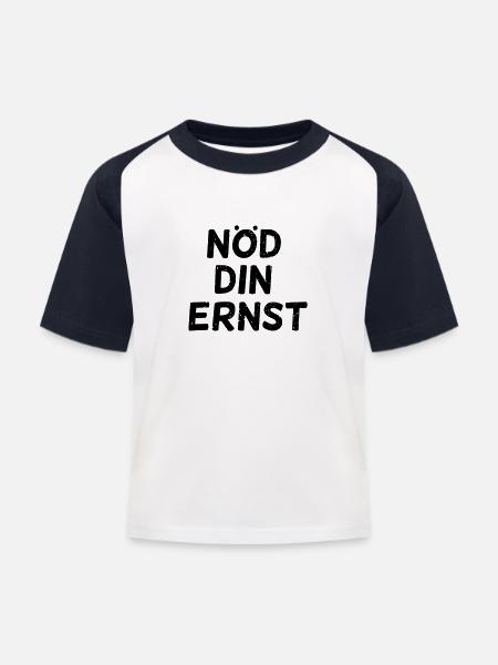 Nöd din Ernst - Kinder Baseball T-Shirt - Weiß/Navy