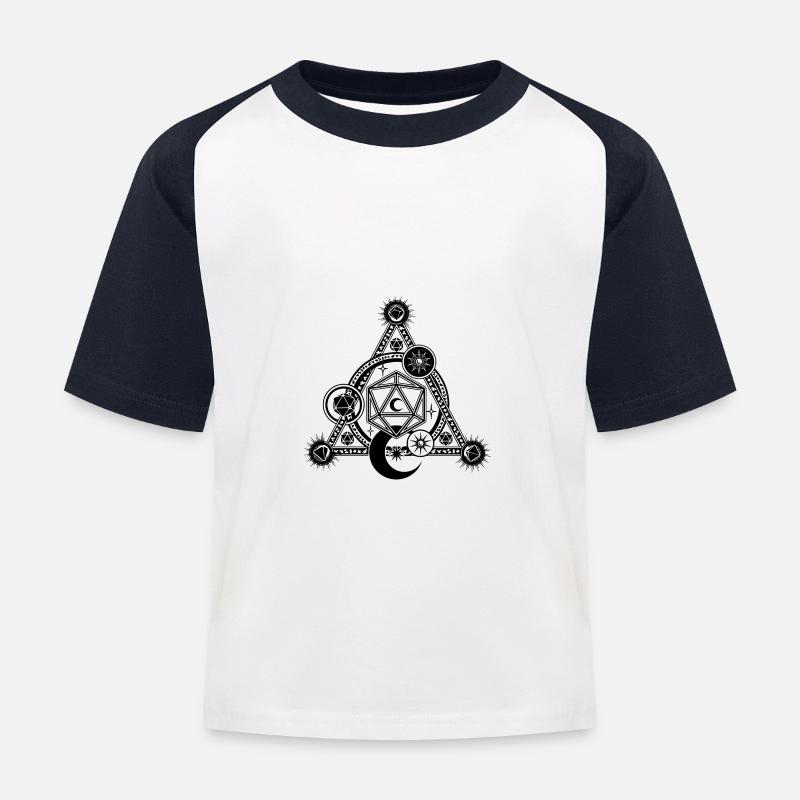 D20 Mystical Crescent Moon Magic Circle RPG - Kinder Baseball T-Shirt - Weiß/Navy