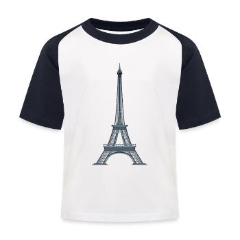 Tour Eiffel - Paris, France - Style Pixel simple - T-shirt baseball Enfant - blanc/marine - Devant