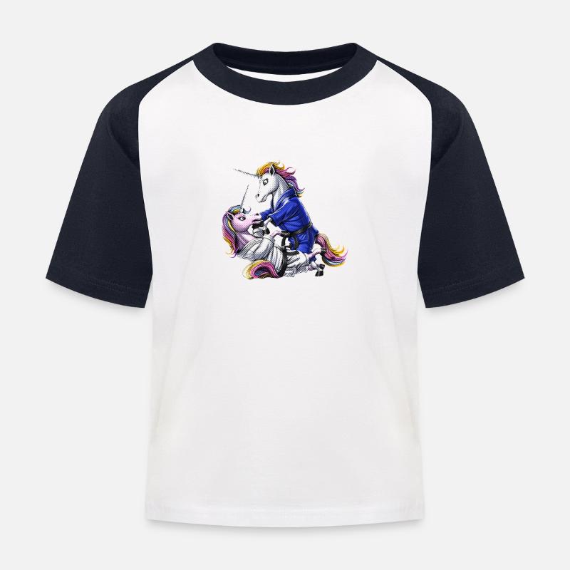 Jiu-Jitsu Einhörner - Kinder Baseball T-Shirt - Weiß/Navy