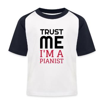 Klavier Piano Musik Musiker Musikerin - Kinder Baseball T-Shirt - Weiß/Navy - Vorne