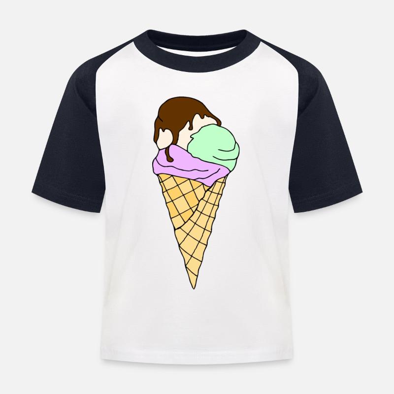 Eis - Kinder Baseball T-Shirt - Weiß/Navy