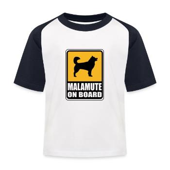 Sign - Sign MALAMUTE on Board of Musher Shirts - Kids' Baseball T-Shirt - white/navy - Front