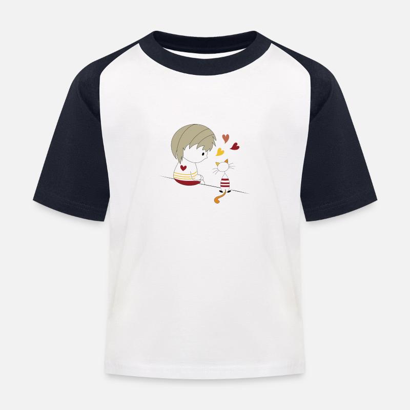 Loris & Sissi sitzendes Herz - Kinder Baseball T-Shirt - Weiß/Navy