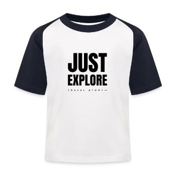 Einfach erkunden - Kinder Baseball T-Shirt - Weiß/Navy - Vorne