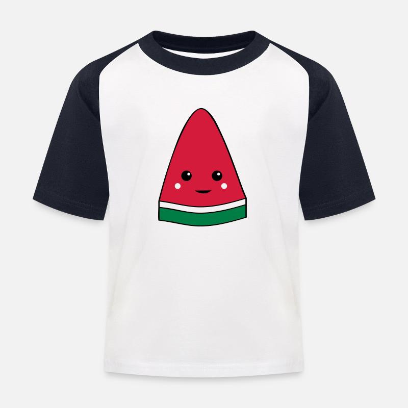 Melone - Kinder Baseball T-Shirt - Weiß/Navy