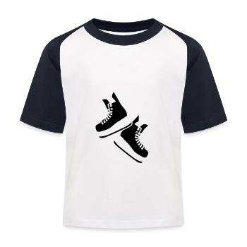 Schlittschuhe - Kinder Baseball T-Shirt - Weiß/Navy - Vorne