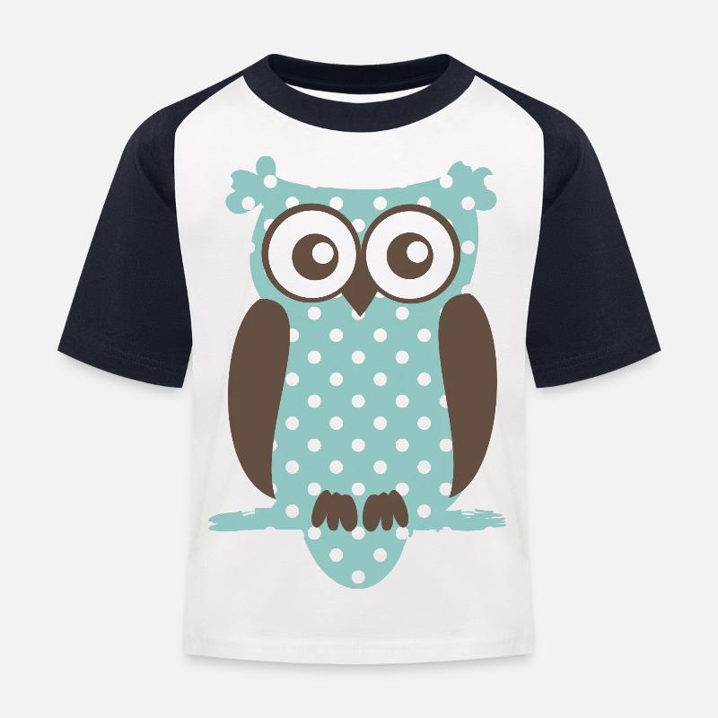 Eule - Kinder Baseball T-Shirt - Weiß/Navy