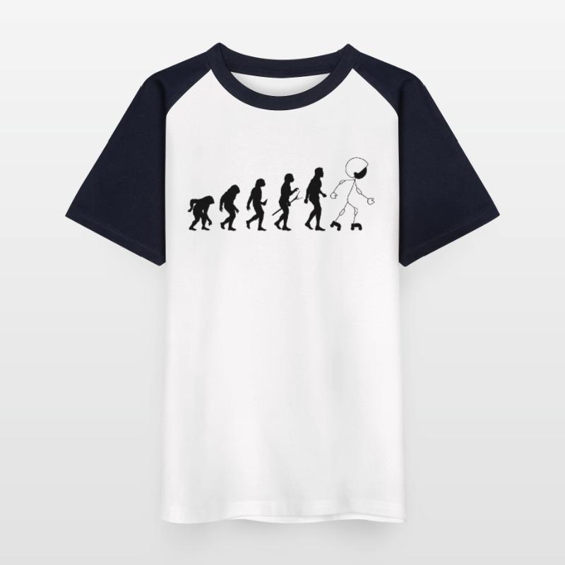 Funny Roller Skating Evolution Kids' Baseball T-Shirt