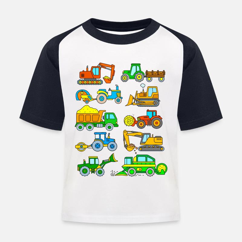 Bagger Traktor Kinder - Kinder Baseball T-Shirt - Weiß/Navy