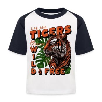 Let The Tigers Be Forever Wild Free - Kids' Baseball T-Shirt - white/navy - Front