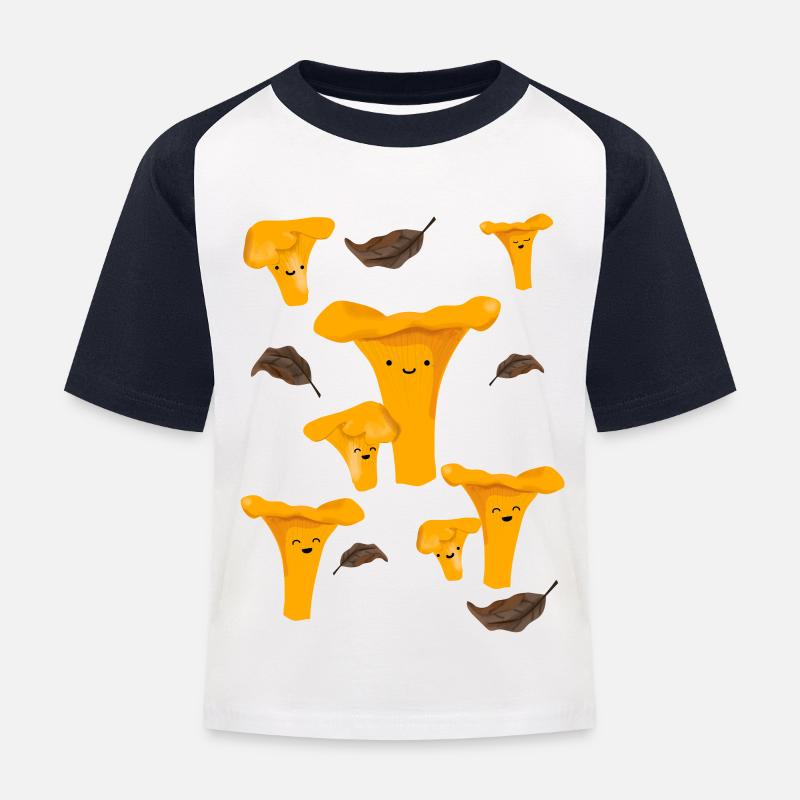 Fröhliche Pfifferlinge - Kinder Baseball T-Shirt - Weiß/Navy