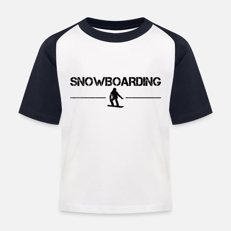 Snowboarden - Kinder Baseball T-Shirt - Weiß/Navy