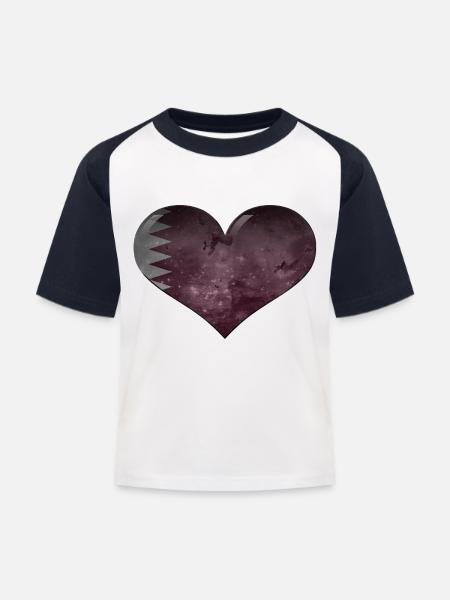 Katar-Herz - Kinder Baseball T-Shirt - Weiß/Navy