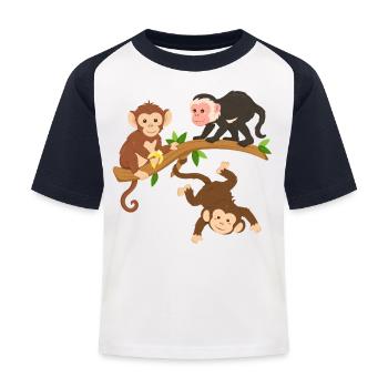 Drôles de singes - T-shirt baseball Enfant - blanc/marine - Devant